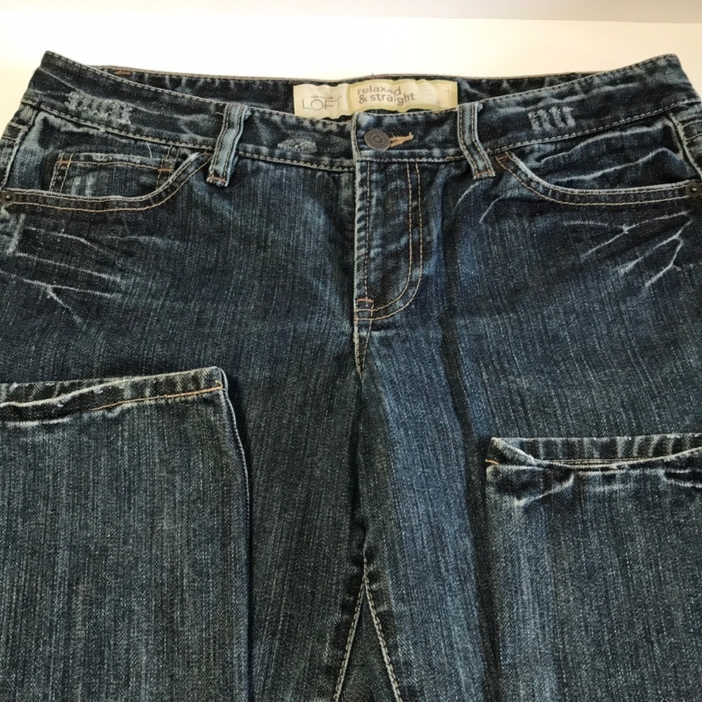 Ann Taylor Loft relaxed and straight blue jeans - Picture 2 of 5